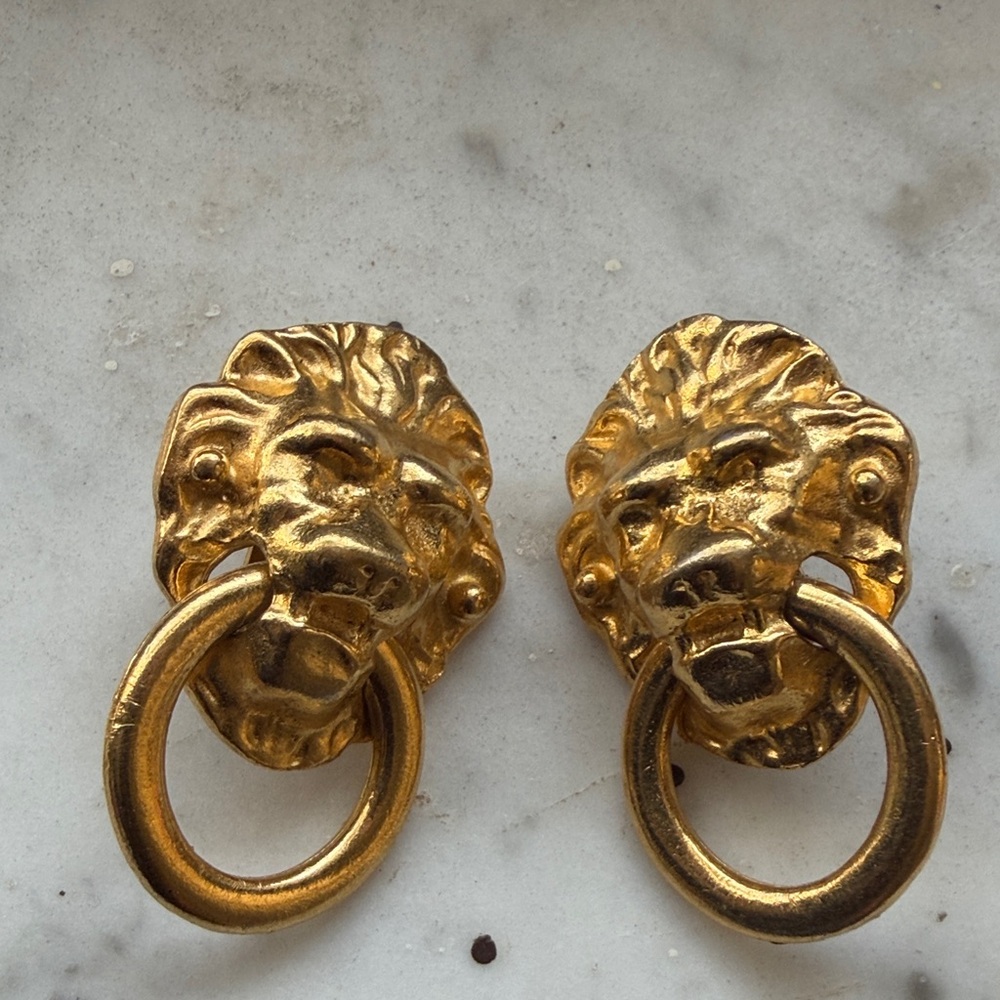 Kenneth Jay Lane Gold Lion Earrings for Avon